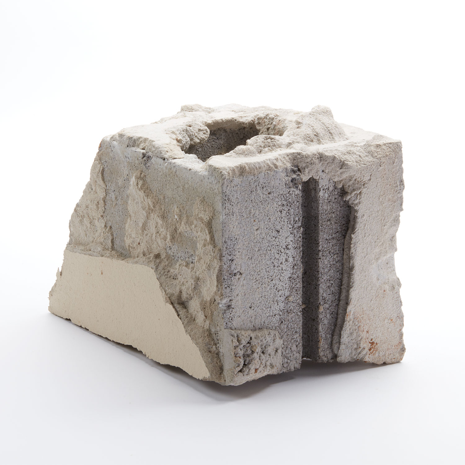 Salvaged Vintage Cinder Block with Plaster Remains No.1 | Noho Surface